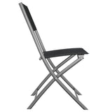 Folding Outdoor Chairs 4 pcs Black Steel and Textilene