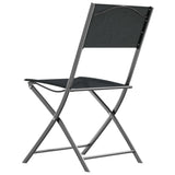 Folding Outdoor Chairs 4 pcs Black Steel and Textilene