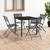 vidaXL Folding Outdoor Chairs 4 pcs Black Steel and Textilene