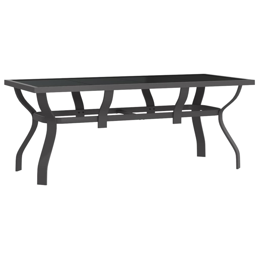 Garden Table Grey and Black 180x80x70 cm Steel and Glass
