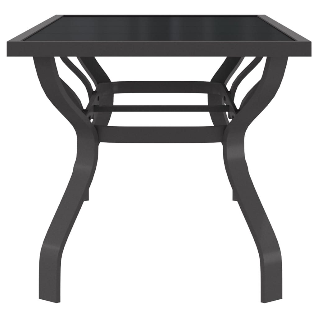 Garden Table Grey and Black 180x80x70 cm Steel and Glass