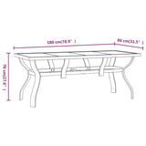 Garden Table Grey and Black 180x80x70 cm Steel and Glass
