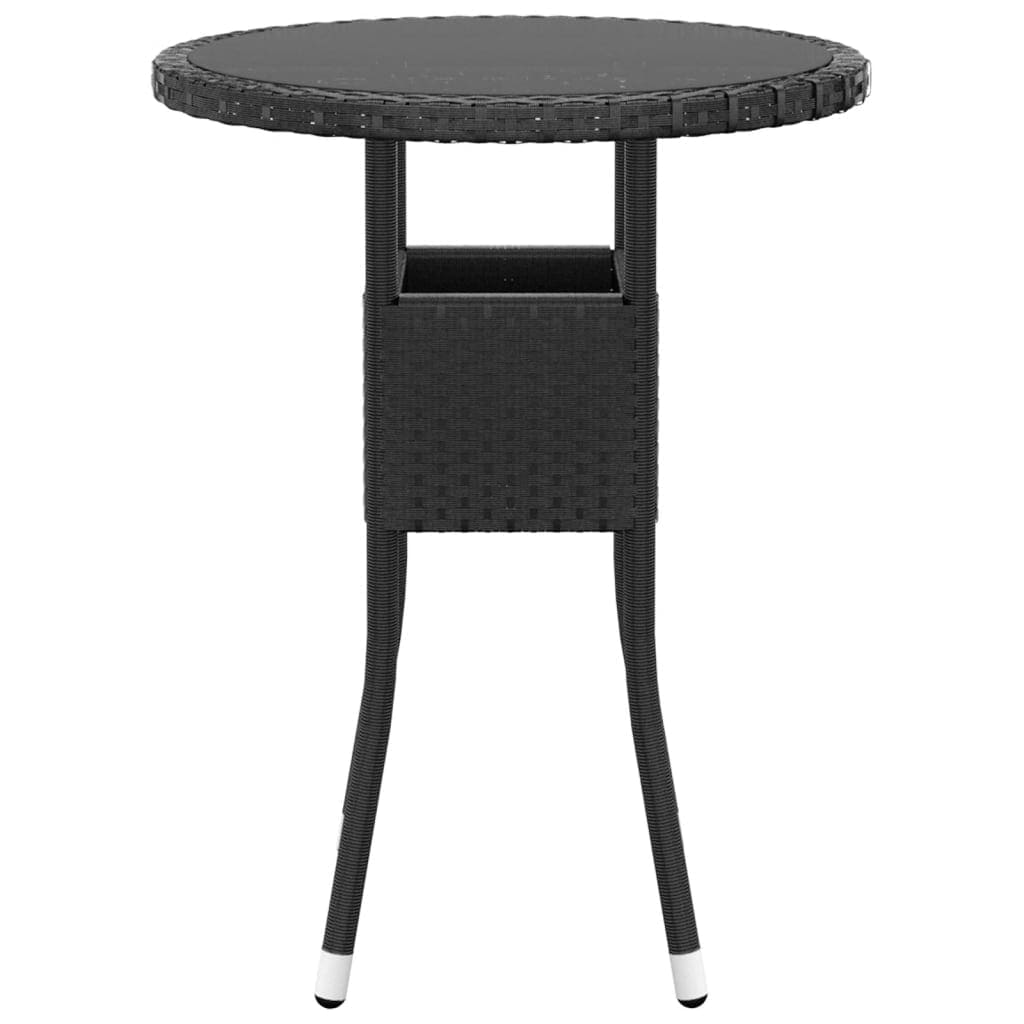 3 Piece Garden Bistro Set Poly Rattan and Tempered Glass Black
