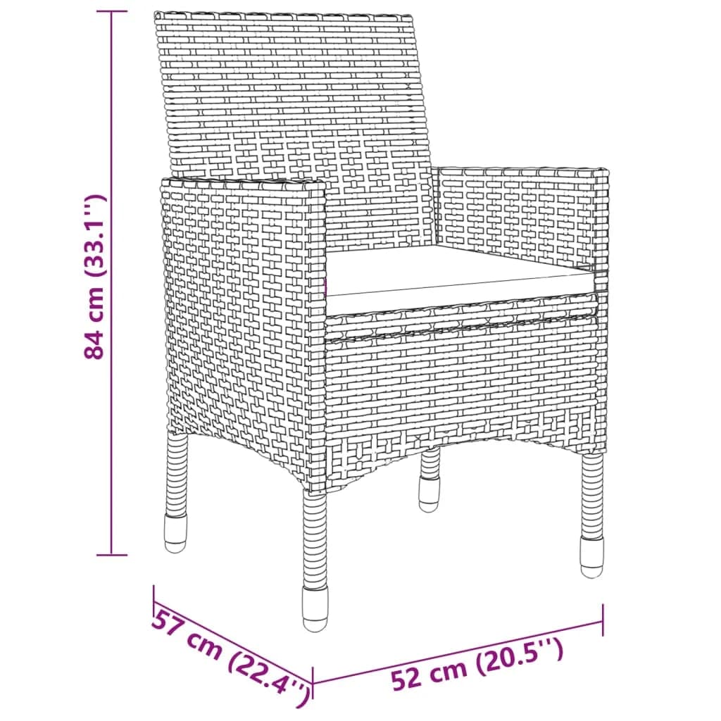 3 Piece Garden Bistro Set Poly Rattan and Tempered Glass Black