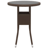 3 Piece Garden Bistro Set Poly Rattan and Tempered Glass Brown