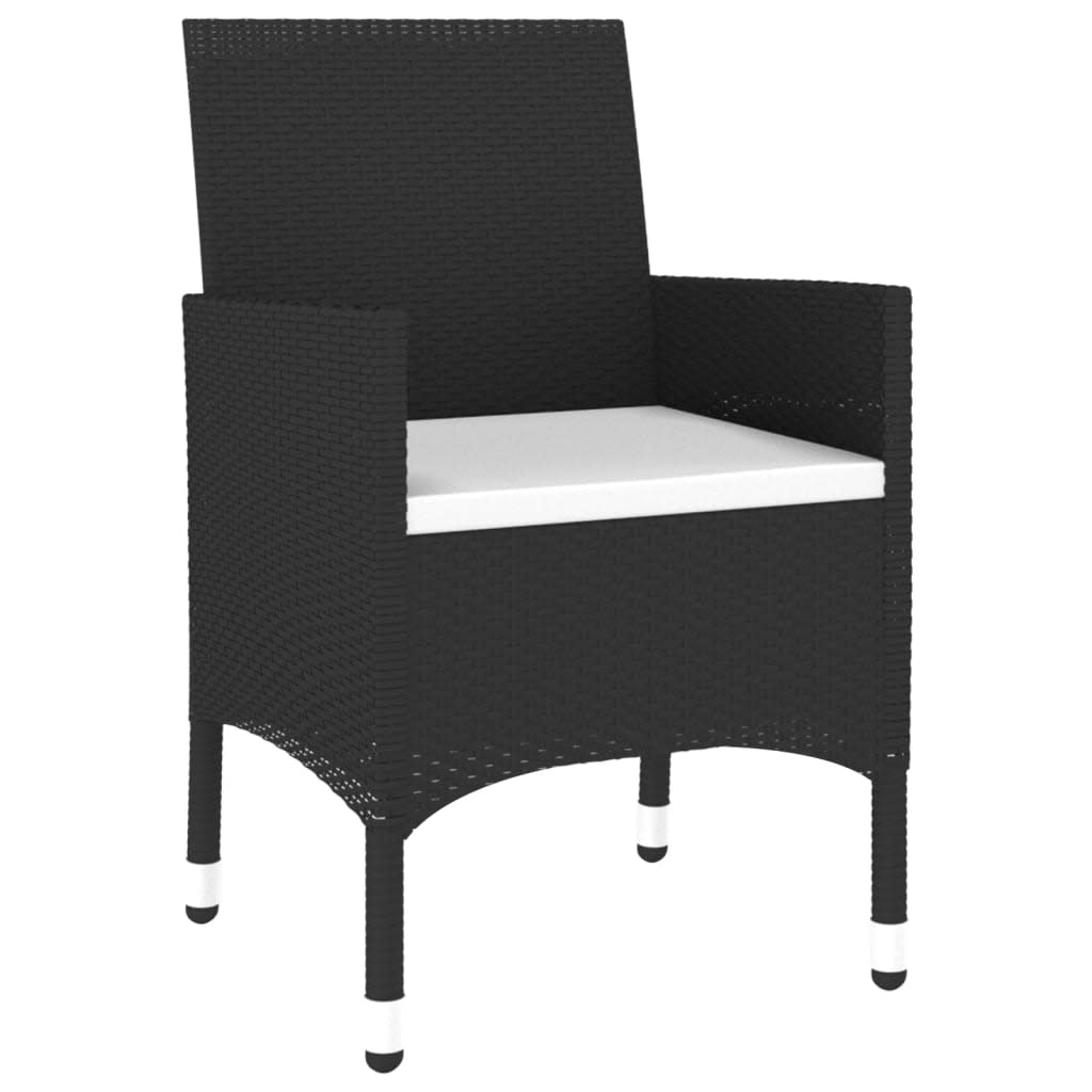 3 Piece Garden Bistro Set Poly Rattan and Solid Wood Black