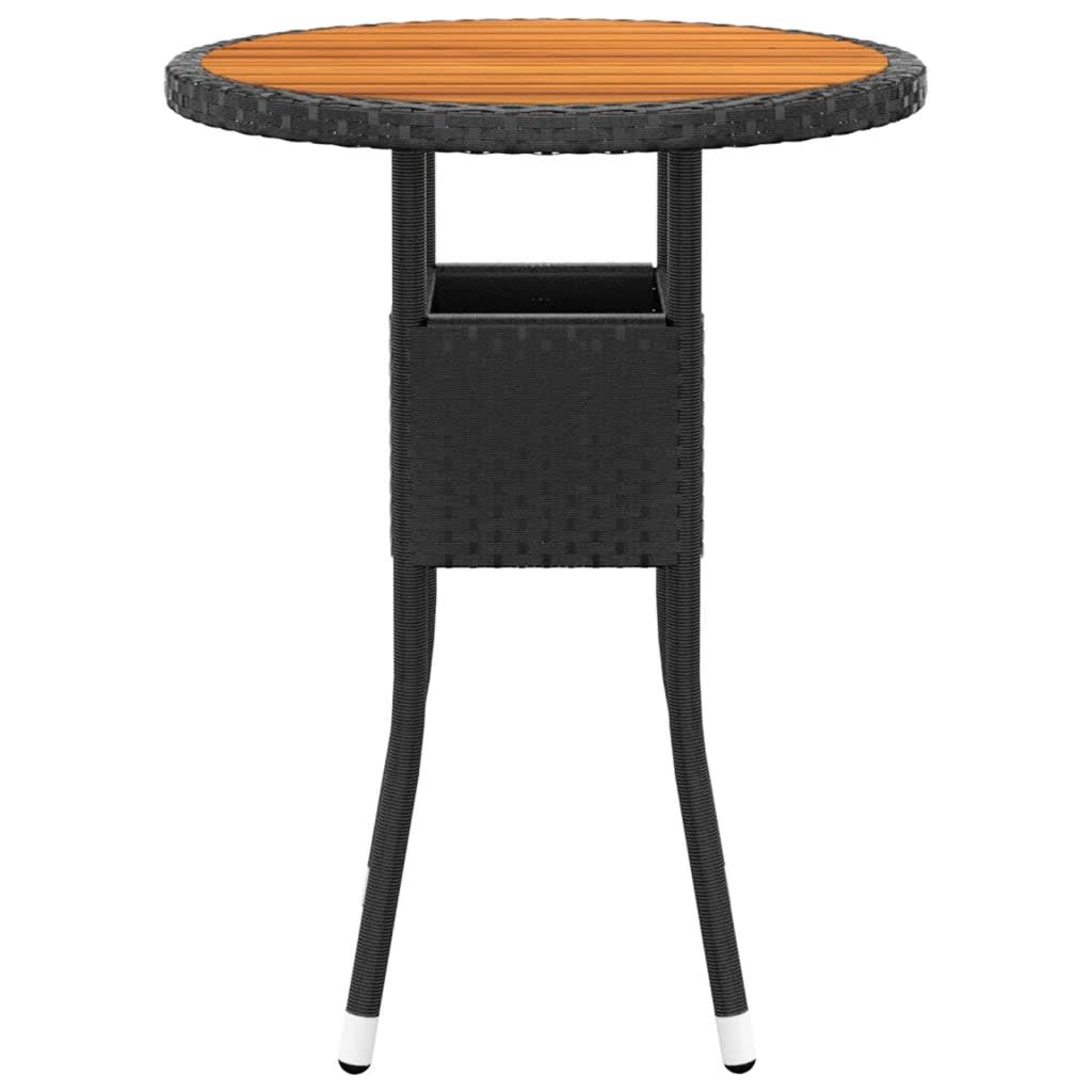 3 Piece Garden Bistro Set Poly Rattan and Solid Wood Black