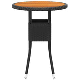 3 Piece Garden Bistro Set Poly Rattan and Solid Wood Black