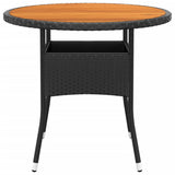 3 Piece Garden Bistro Set Poly Rattan and Solid Wood Black
