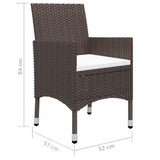 3 Piece Garden Dining Set Poly Rattan and Tempered Glass Brown