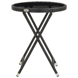 3 Piece Garden Bistro Set Poly Rattan and Tempered Glass Black