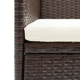 3 Piece Garden Dining Set Poly Rattan and Tempered Glass Brown