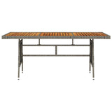 Garden Table Grey 160x70x72 cm Poly Rattan & Solid Acacia Wood