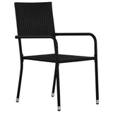 Garden Dining Chairs 2 pcs Stackable Black Poly Rattan