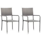 vidaXL Garden Dining Chairs 2 pcs Stackable Grey Poly Rattan