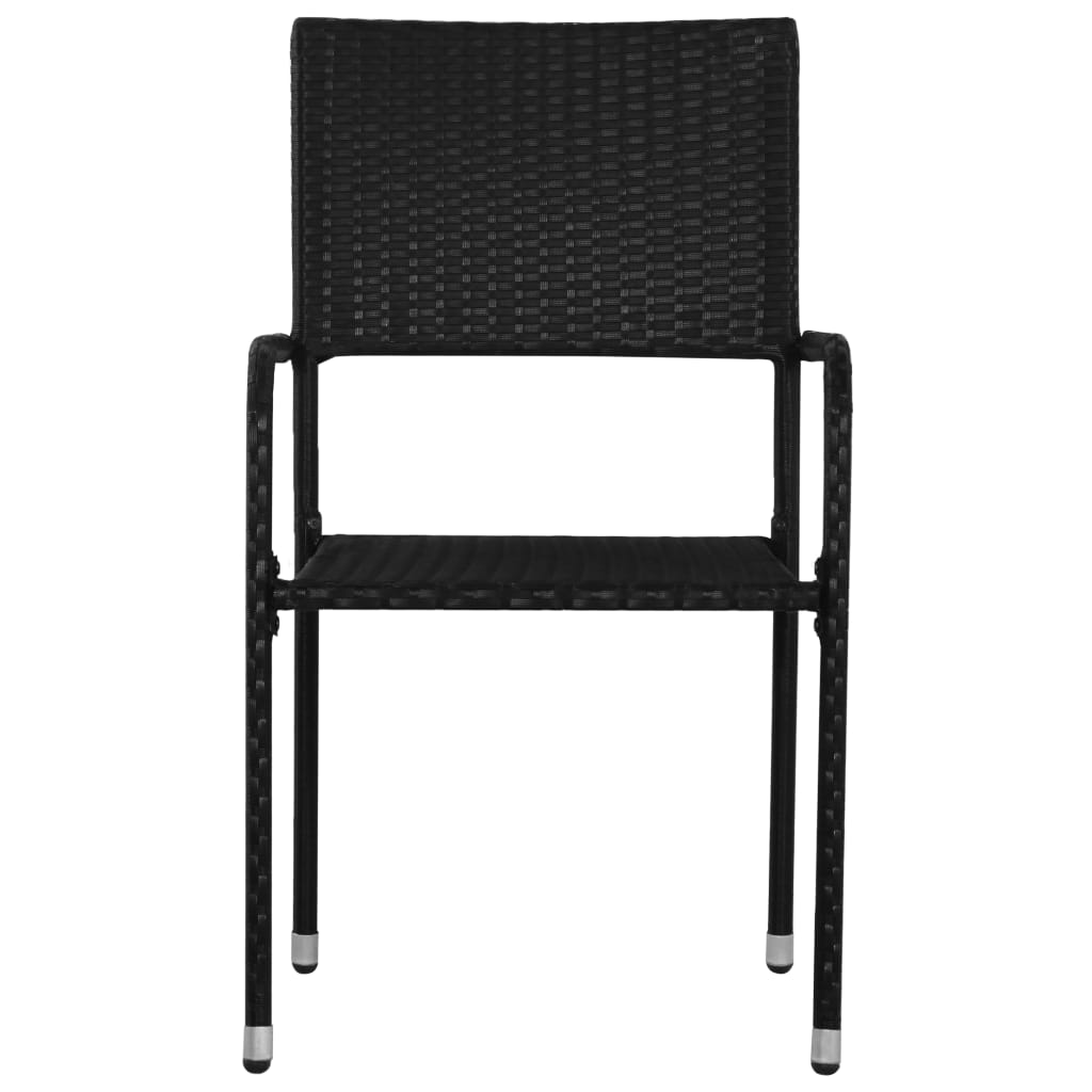 vidaXL Garden Dining Chairs 4 pcs Stackable Black Poly Rattan