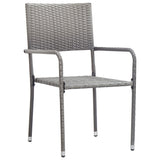 vidaXL Garden Dining Chairs 4 pcs Stackable Grey Poly Rattan