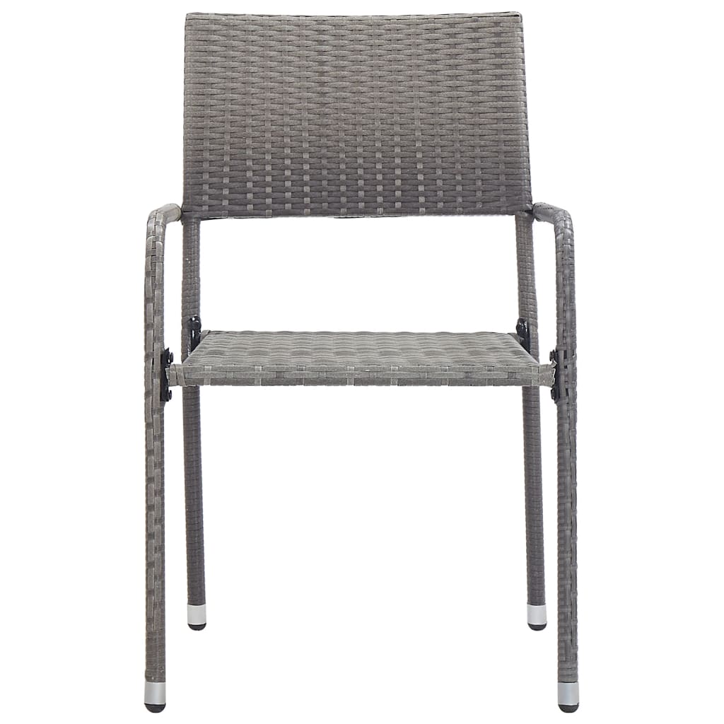 vidaXL Garden Dining Chairs 4 pcs Stackable Grey Poly Rattan