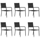 vidaXL Garden Dining Chairs 6 pcs Stackable Black Poly Rattan