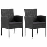 vidaXL Garden Chairs with Black Cushions 2 pcs Black Poly Rattan