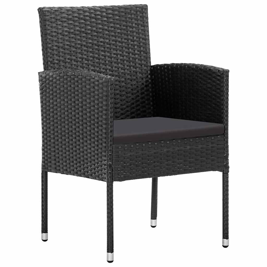 vidaXL Garden Chairs with Black Cushions 2 pcs Black Poly Rattan