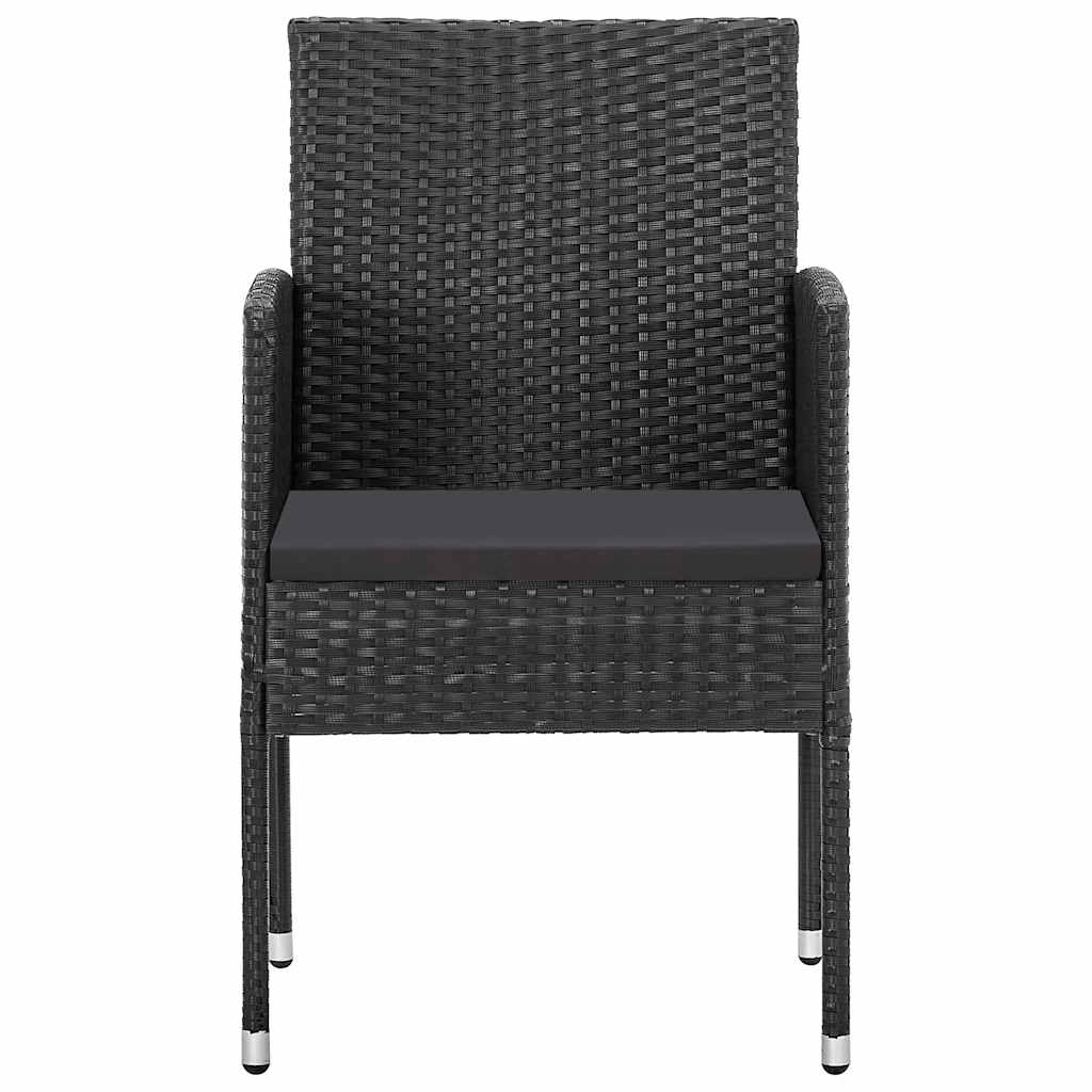 vidaXL Garden Chairs with Black Cushions 2 pcs Black Poly Rattan