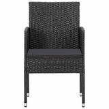 vidaXL Garden Chairs with Black Cushions 2 pcs Black Poly Rattan