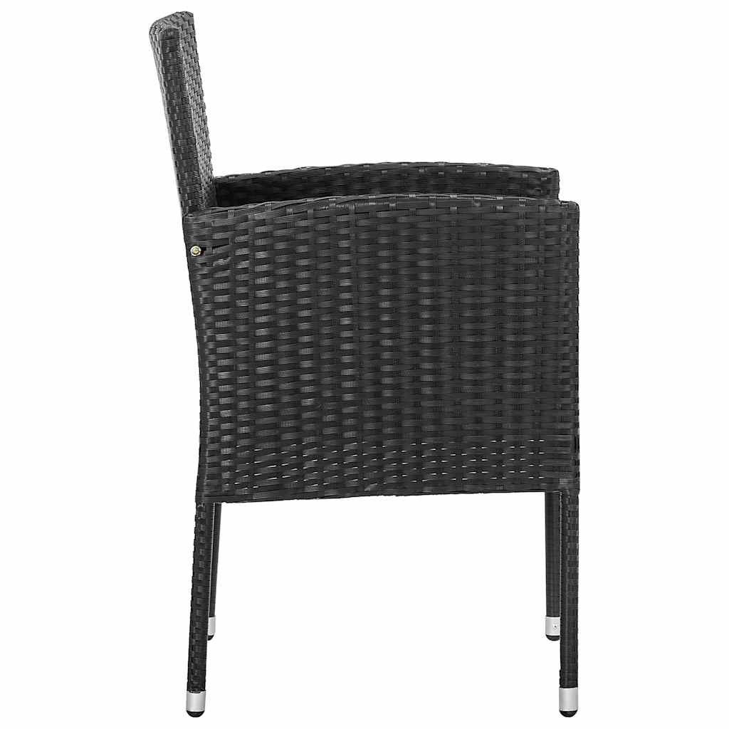 vidaXL Garden Chairs with Black Cushions 2 pcs Black Poly Rattan