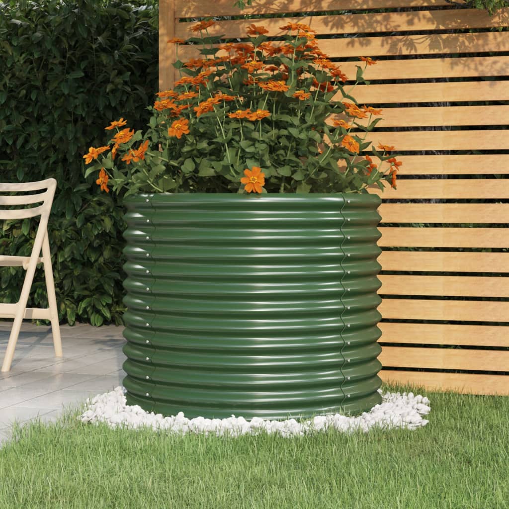 Garden Planter Powder-coated Steel 80x80x68 cm Green