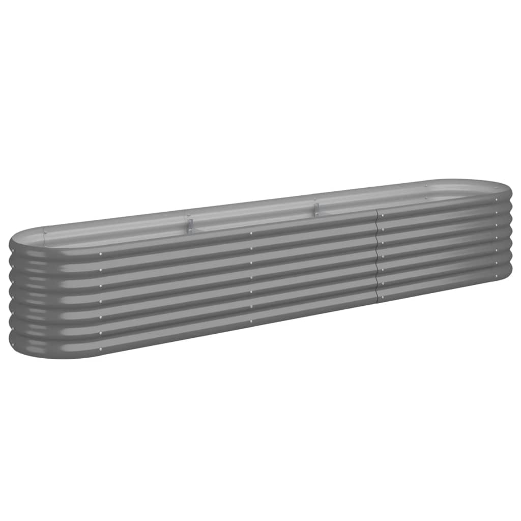 Garden Raised Bed Powder-coated Steel 224x40x36 cm Grey
