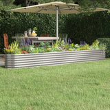 Garden Raised Bed Powder-coated Steel 332x40x36 cm Silver
