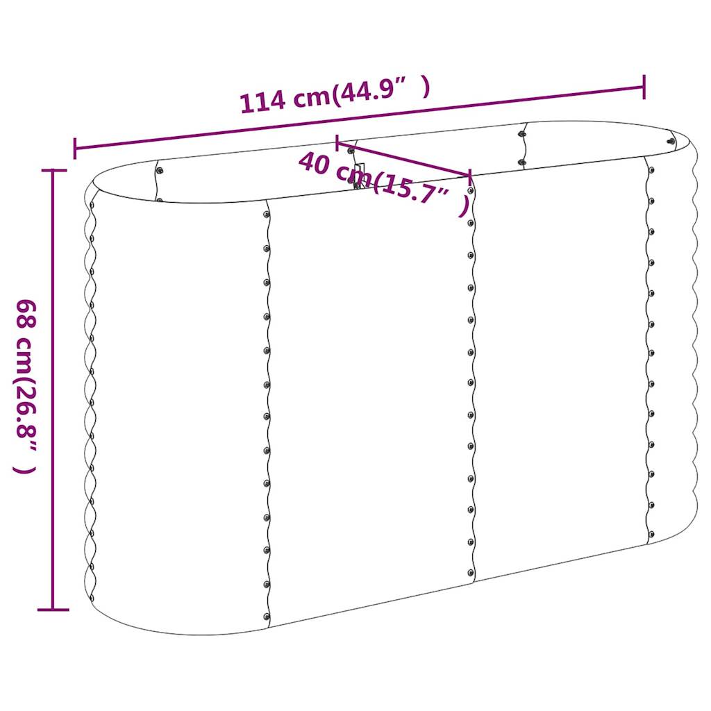Garden Raised Bed Galvanised Steel 114x40x68 cm Grey