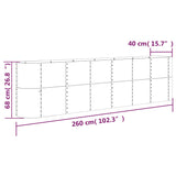 Garden Raised Bed Galvanised Steel 260x40x68 cm Silver