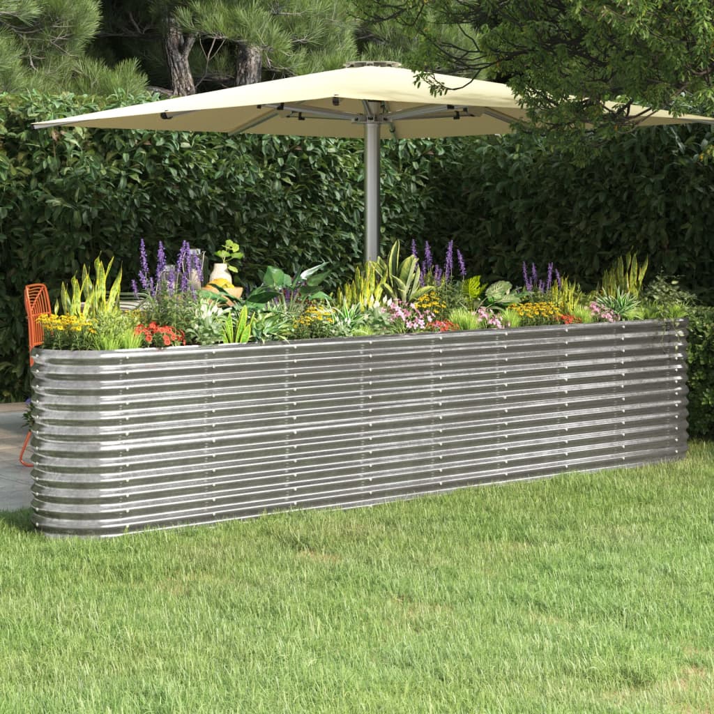 Garden Raised Bed Galvanised Steel 332x40x68 cm Silver