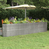 Garden Raised Bed Galvanised Steel 332x40x68 cm Silver
