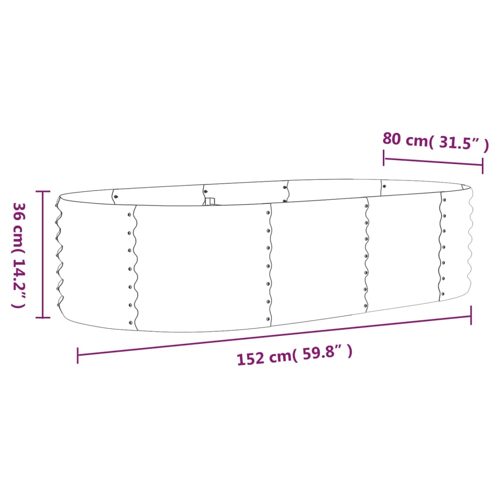 Garden Raised Bed Powder-coated Steel 152x80x36 cm Green