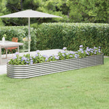 Garden Raised Bed Galvanised Steel 368x80x36 cm Silver