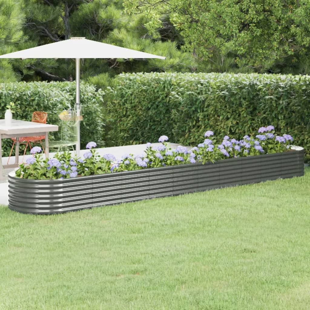 Garden Raised Bed Powder-coated Steel 440x80x36 cm Grey