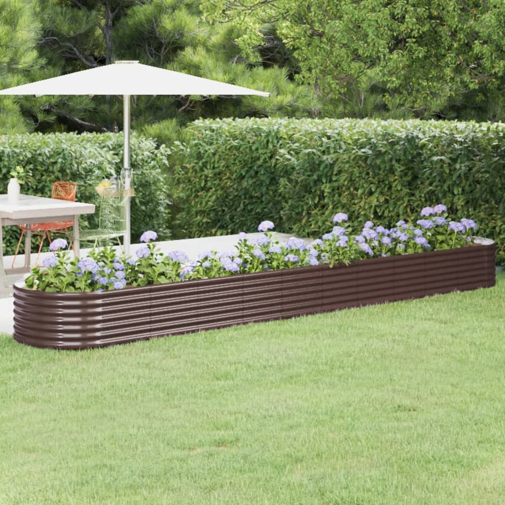 Garden Raised Bed Powder-coated Steel 440x80x36 cm Brown