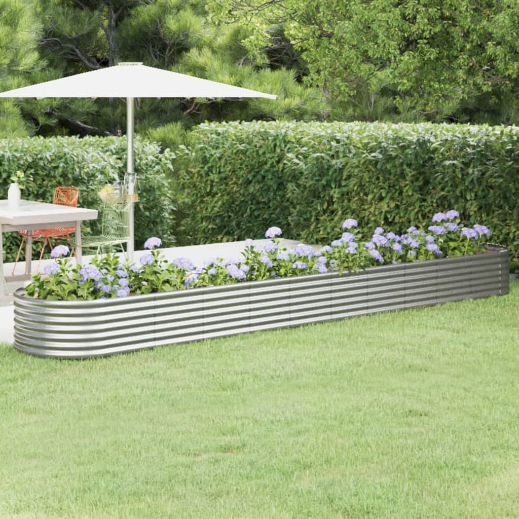 Garden Raised Bed Galvanised Steel 440x80x36 cm Silver