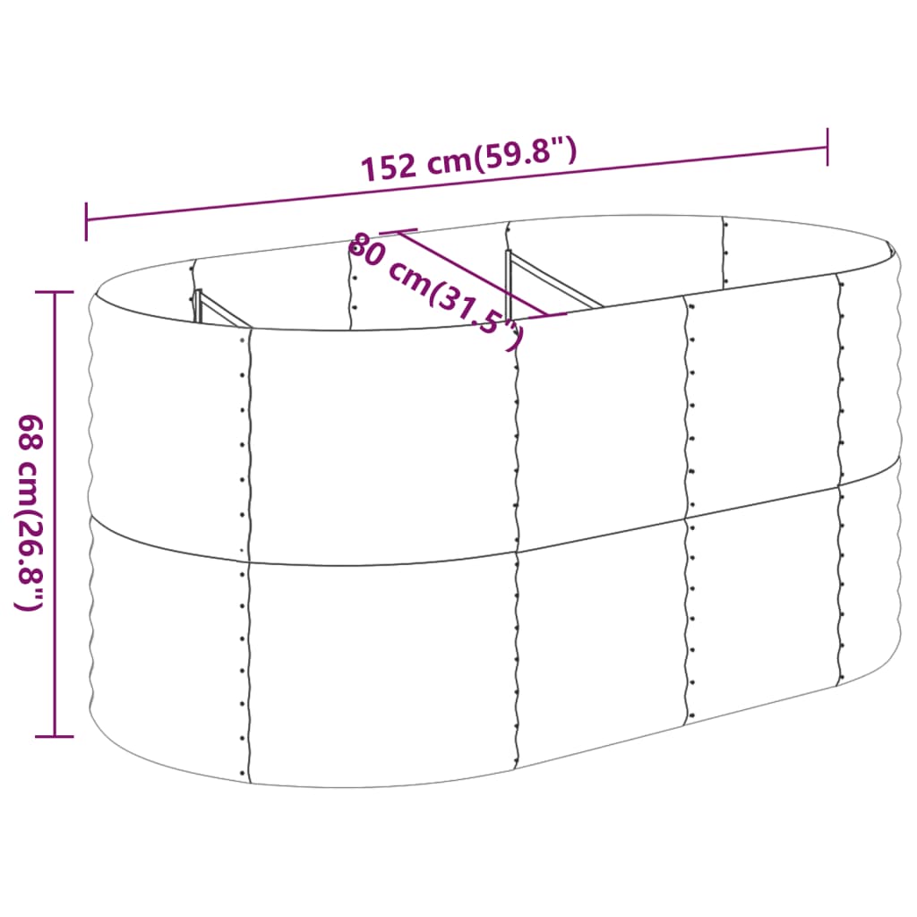 Garden Raised Bed Galvanised Steel 152x80x68 cm Brown
