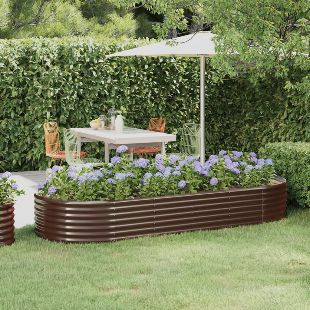 Garden Raised Bed Galvanised Steel 249x100x36 cm Brown