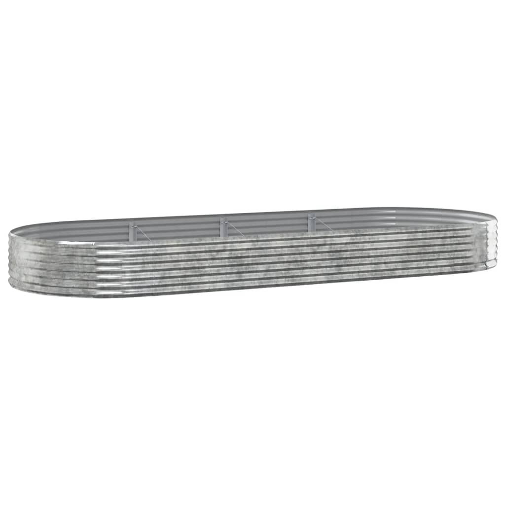 Garden Raised Bed Powder-coated Steel 373x140x36 cm Silver