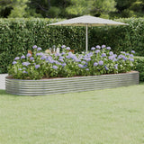 Garden Raised Bed Powder-coated Steel 373x140x36 cm Silver
