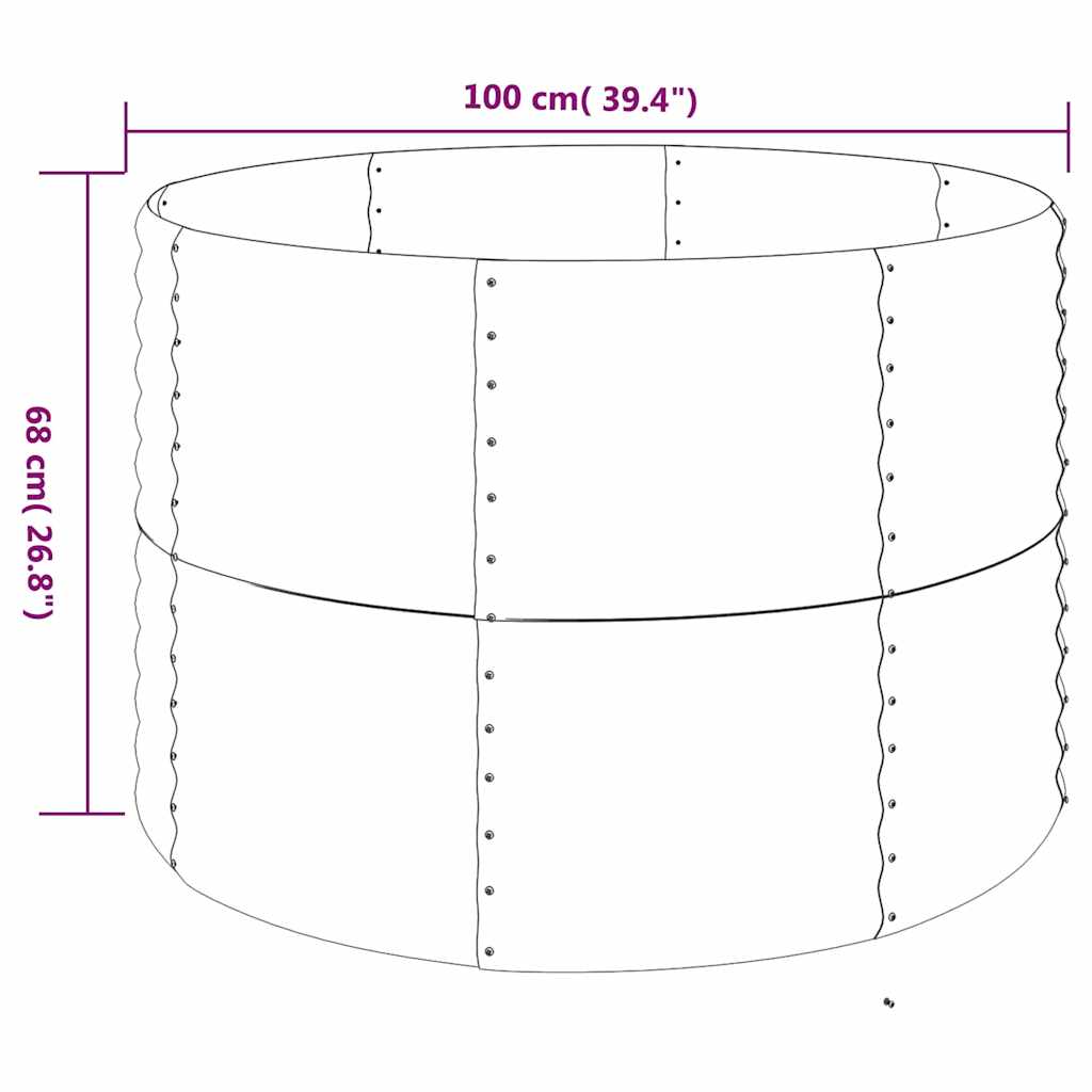 Garden Raised Bed Galvanised Steel 100x100x68 cm Grey