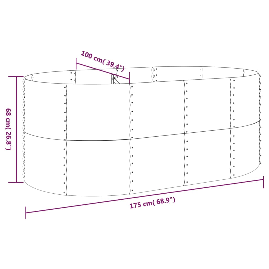 Garden Raised Bed Galvanised Steel 175x100x68 cm Grey