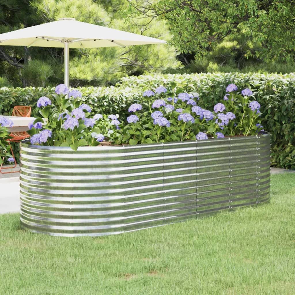 Garden Raised Bed Galvanised Steel 249x100x68 cm Silver