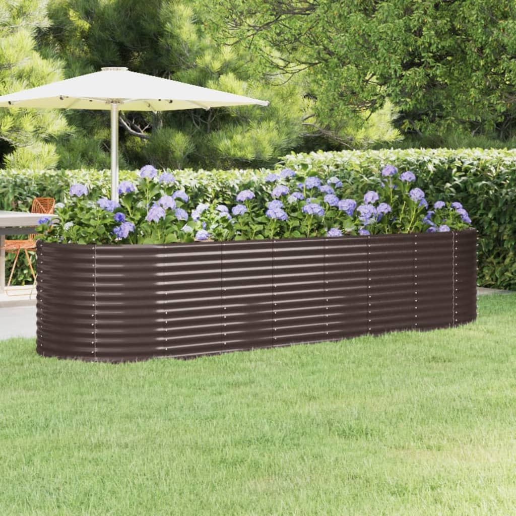 Garden Raised Bed Galvanised Steel 322x100x68 cm Brown