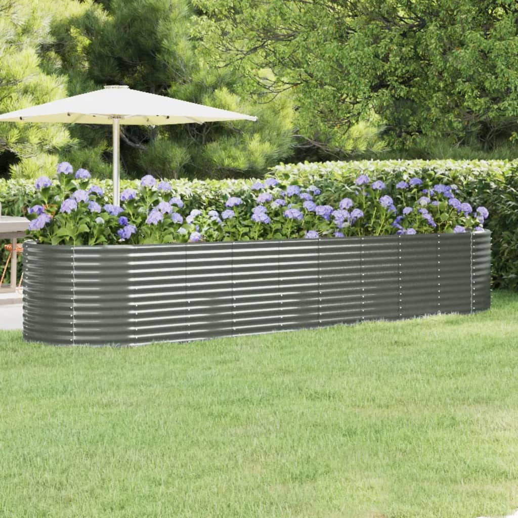 Garden Raised Bed Galvanised Steel 396x100x68 cm Grey