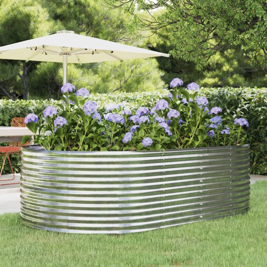 Garden Raised Bed Silver 212x140x68 cm Galvanised Steel